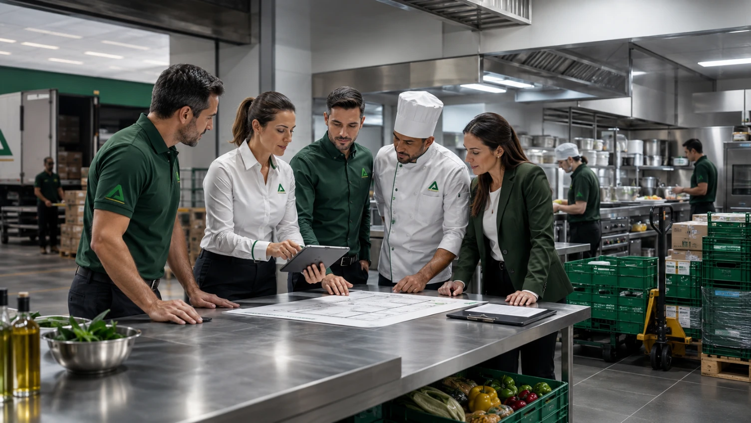 Equipe profissional da área de alimentação